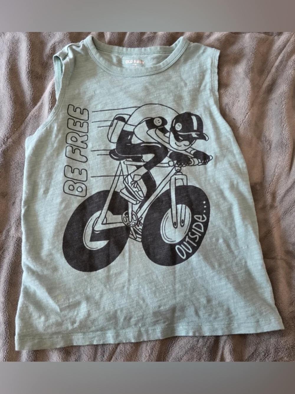 Old Navy Sage Green Bike Graphic Tank Top